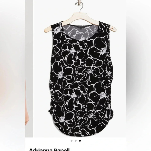 Adrianna Papell floral stretch Jersey knit tank top‎ ruched side slimming 1X NWT - Picture 3 of 6
